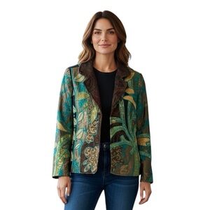 Vintage Allure Bohemian Patchwork Blazer Jacket Medium Embroidered